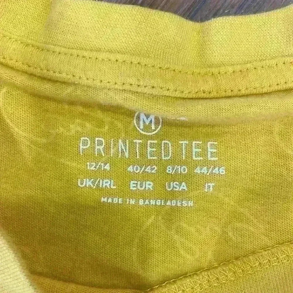 Primary Crew Neck Cropped Oversized mustard yellow Love with hearts t-shirt M - Picture 2 of 7